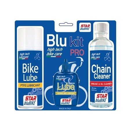 Kit catena Star BluBike "BLU KIT PRO" (Sgrassante Cleaner, Lubrificante Lube, Lubrificante Spray Lube)
