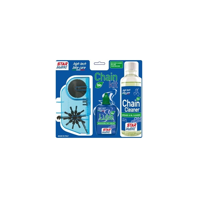 Kit catena Star BluBike "CHAIN KIT Bio" (Sgrassante Bio Cleaner, Lubrificante Bio Lube, Pulisci catena)