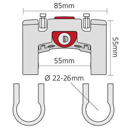 Adattatore Klickfix  per pieghe standard. 25.4mm. con chiave